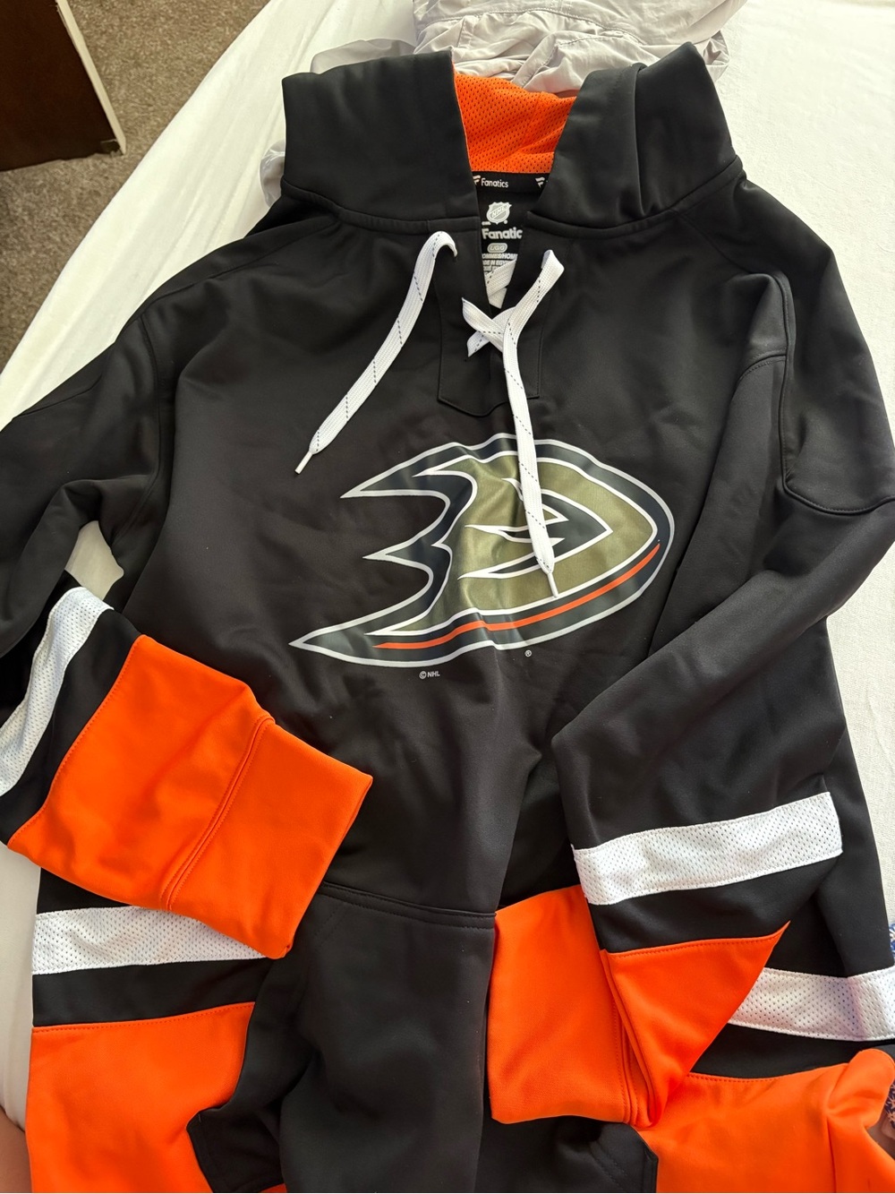 Fanatics Anaheim Ducks Black and Orange Pullover Hoodie